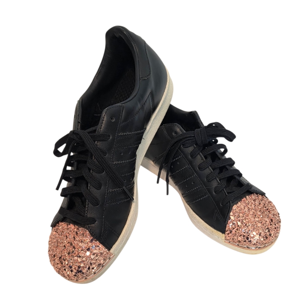 Rare Adidas Superstar 80s Black Gold Metal Toe Women’s Sz 7.5